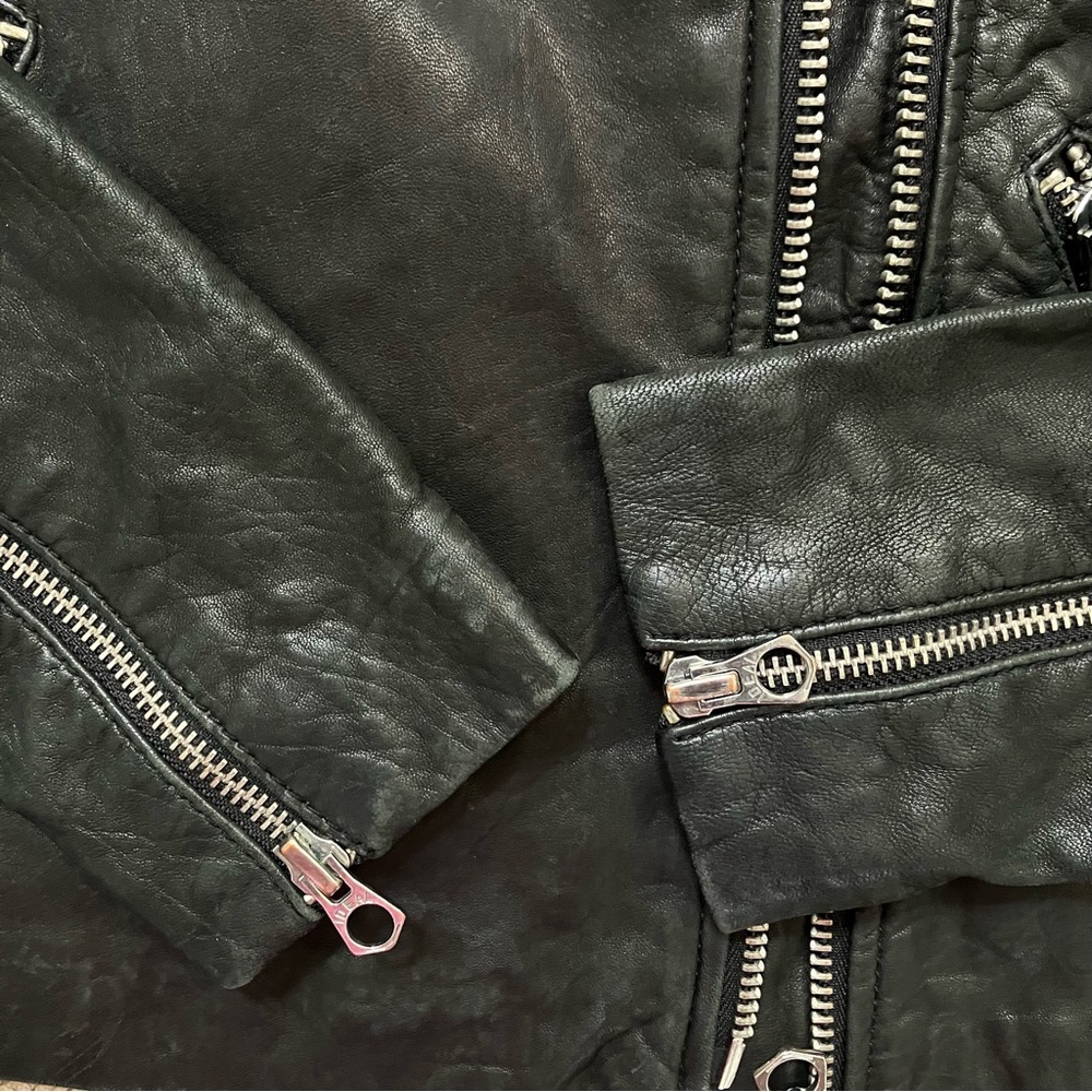 Madewell Washed Leather Motorcycle Jacket Black Moto Zippers size XS - Picture 15 of 15